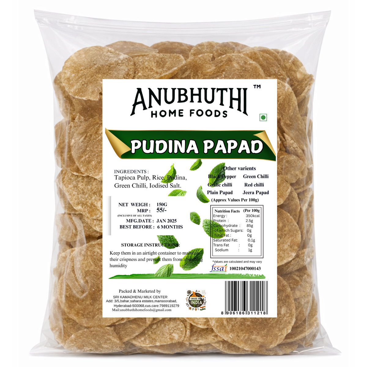 Sabudana Pudina  Papapd  150g