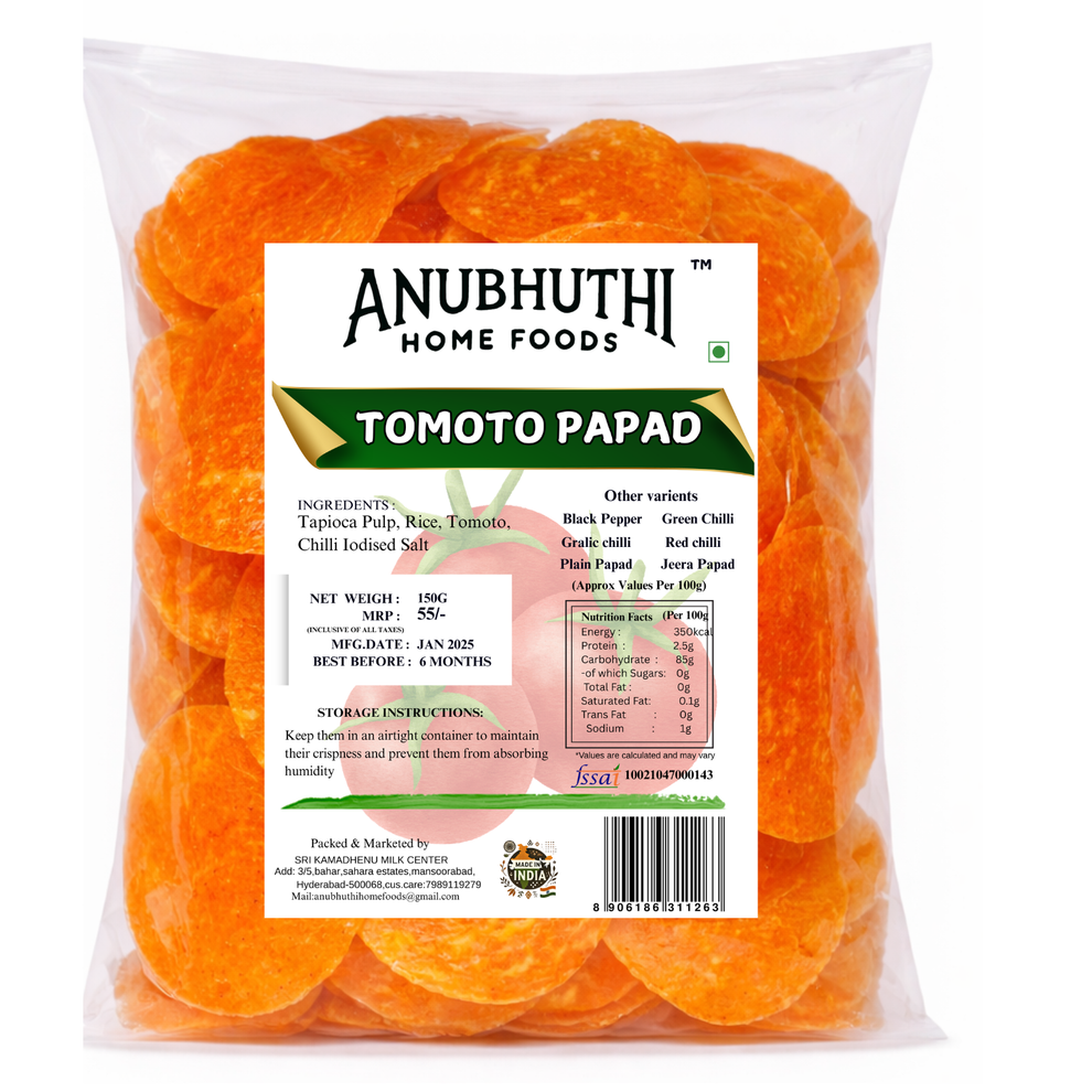 Sabudana Paapd Tomoto 150g – milletorigins.in