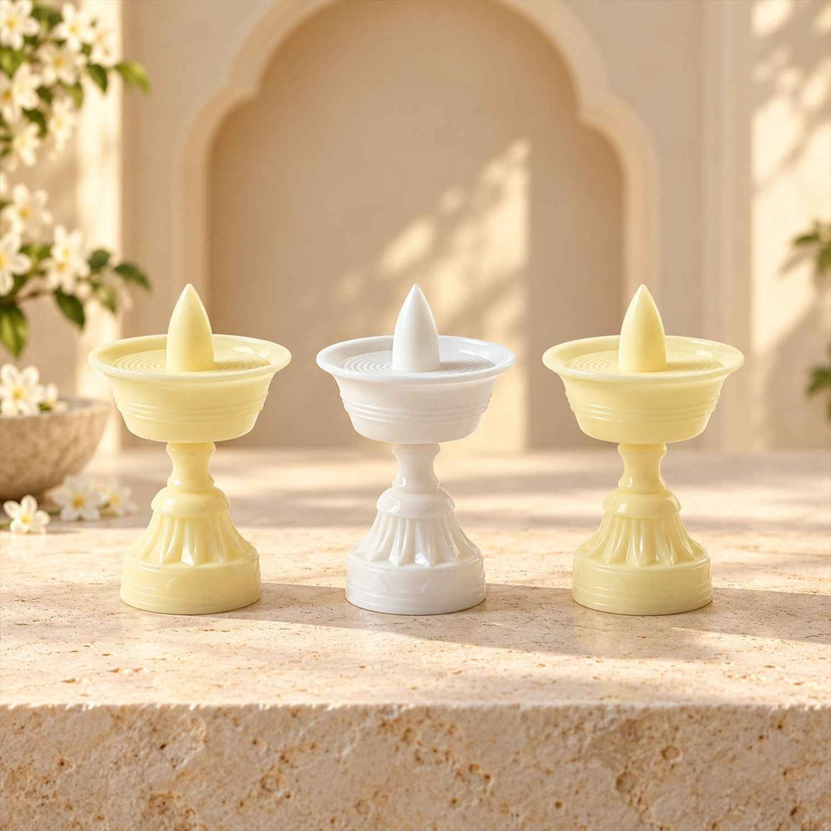 Flameless Led Decorative Diyas For Diwali Puja And Home Lighting (3 Pc Set)