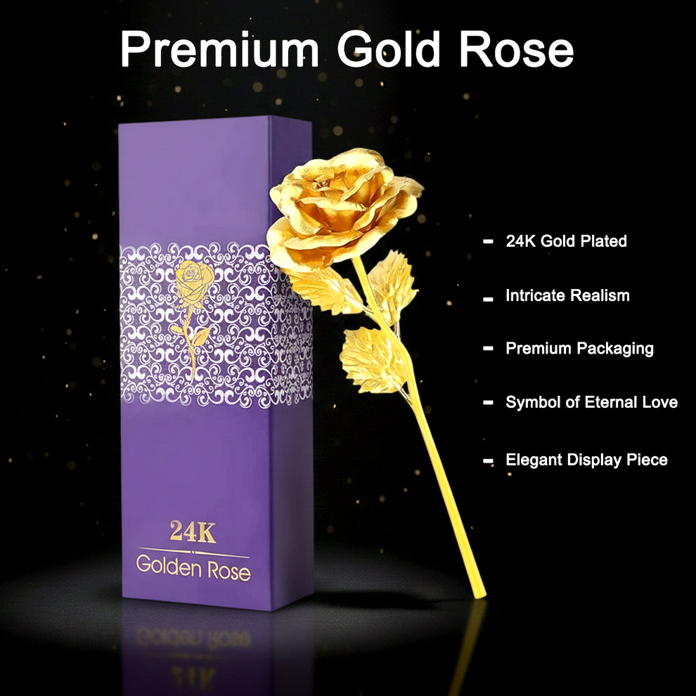 Luxury Decorative Gold Plated Artificial Golden Rose With Premium Box ...