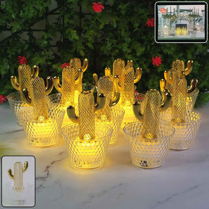 Decorative Cactus Shape Led Tealight Candles (12 Pc)