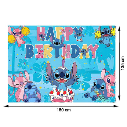 Cartoon Happy Birthday Backdrop Curtain For Kids Party Photo Decor (180x135 Cm)