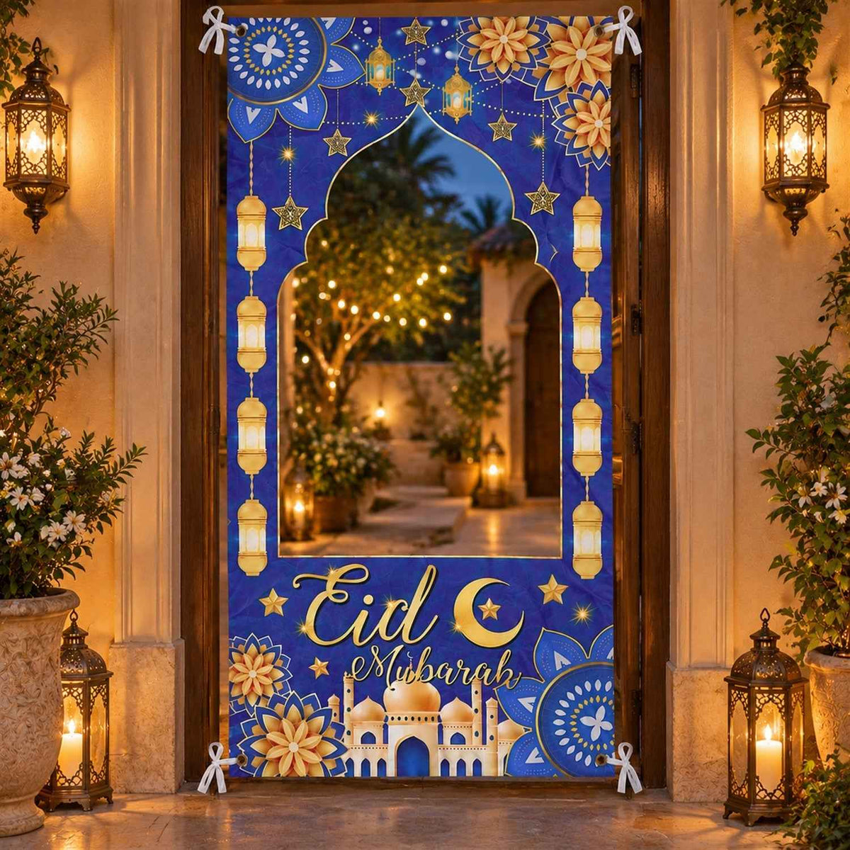 Eid Mubarak Arch Cutout Backdrop Curtain For Festive Doorway Decor (210x105 Cm)