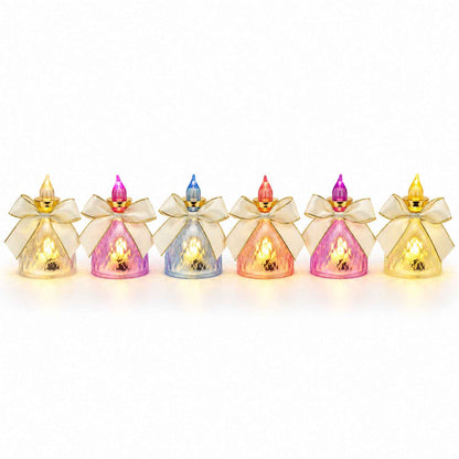 Decorative Flameless Led Candle Lights With Bow For Home Decor (6 Pc Set)