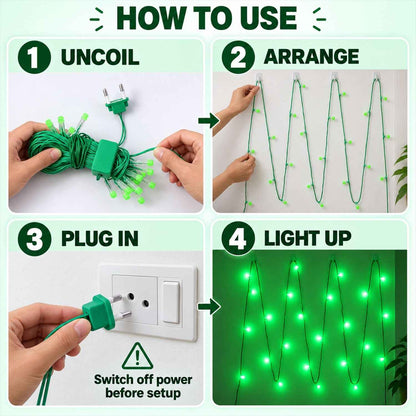 Green Led String Lights For Festival And Indoor Window Decoration (10 Mtr)