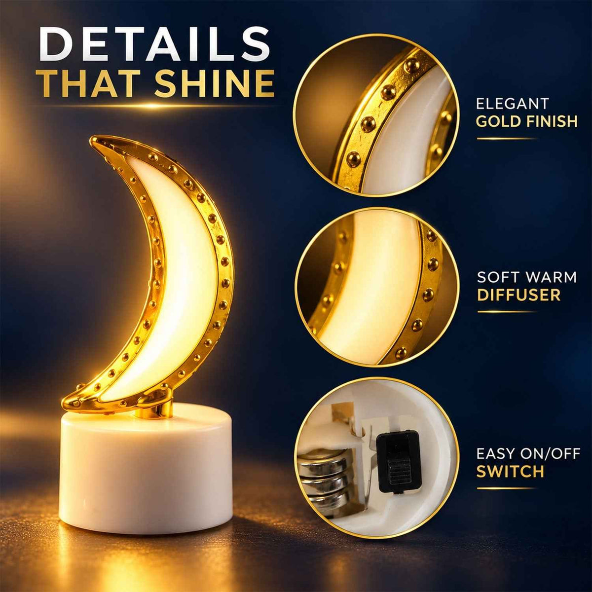 Moon Shape Flameless Led Tealight Candles For Festive Home Decor (5 Pc Set)