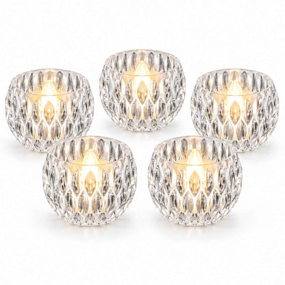 Crystal Style Led Decorative Candles For Festive Tabletop Decor (5 Pc Set)