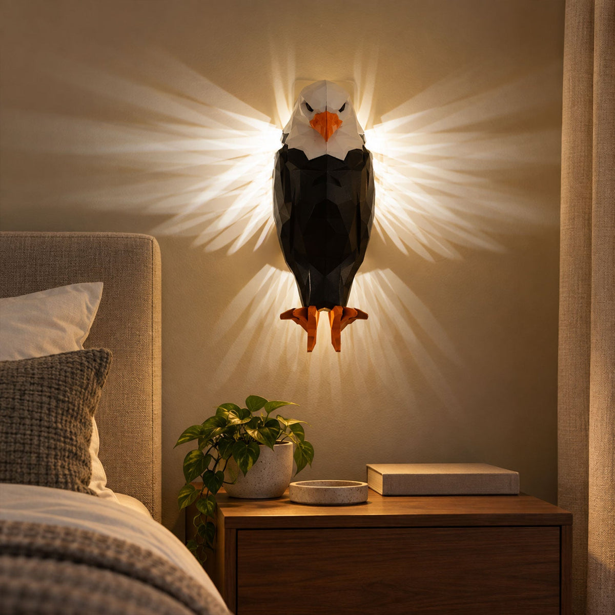 Eagle Shaped Led Ambient Wall Light With Remote And Magnetic Holder (1 Pc Set)