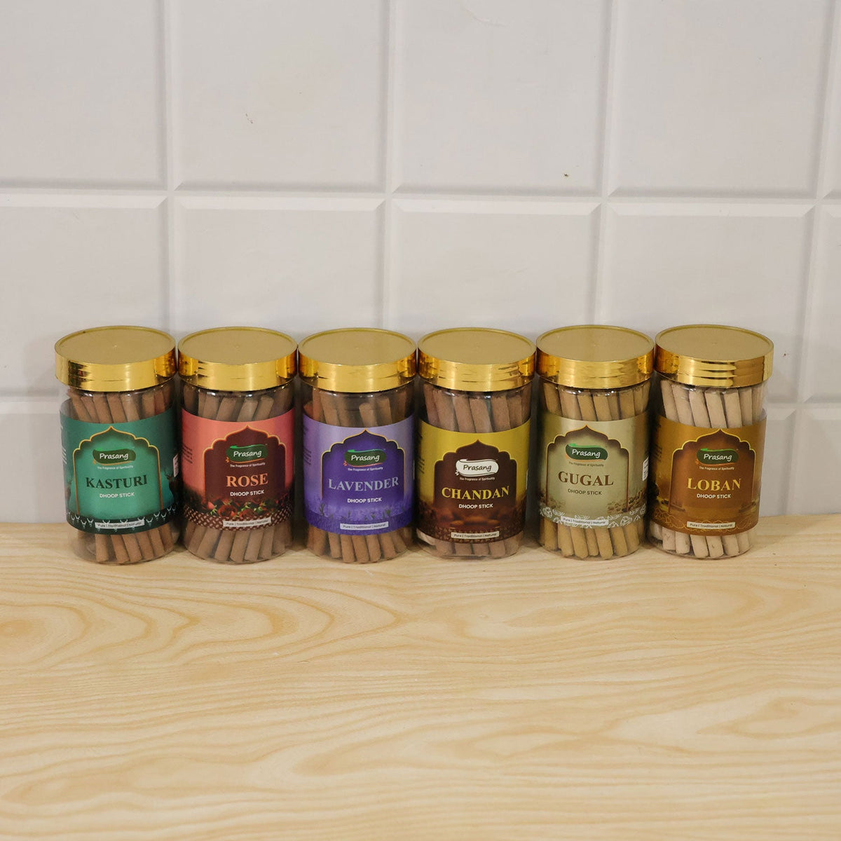 Assorted Fragrance Dhoop Sticks Jar Combo For Daily Puja (6 In 1 100 Gm Each)