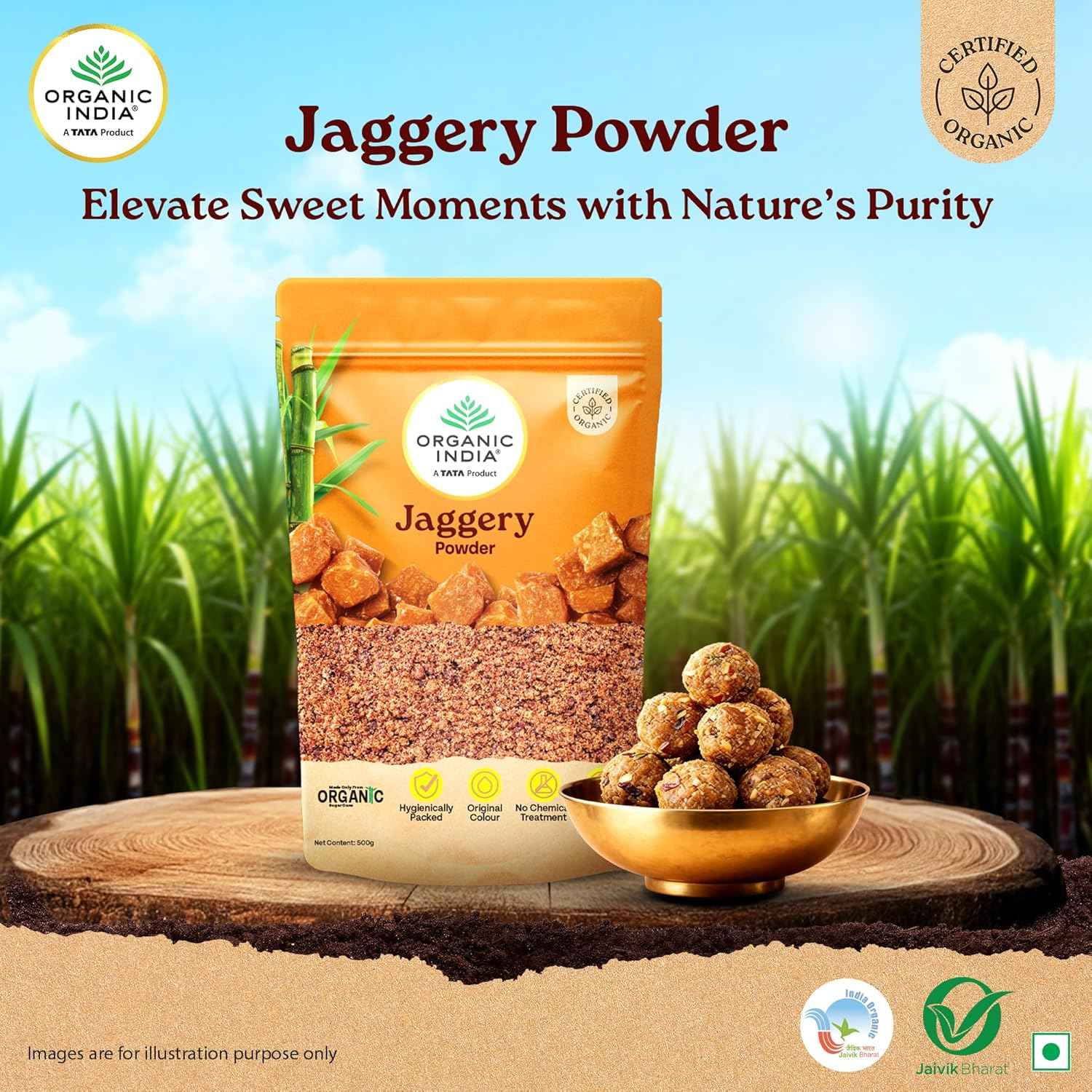 ORGANIC INDIA Jaggery Powder - 500G, Pure & Natural, No Chemical Additives