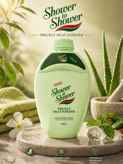 Shower To Shower Ayurvedic Prickly Heat Powder Cologne Cool,150G, Pack of 1