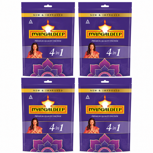 Mangaldeep 4 in 1 Ziplock Charcoal & Bamboo Agarbatti (21 cm, 125 gm, Black)