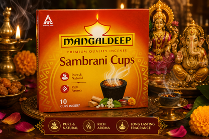 Mangaldeep Pure & Natural Rich Aroma Sambrani Cups (10 cm, Black, 10 Cups)