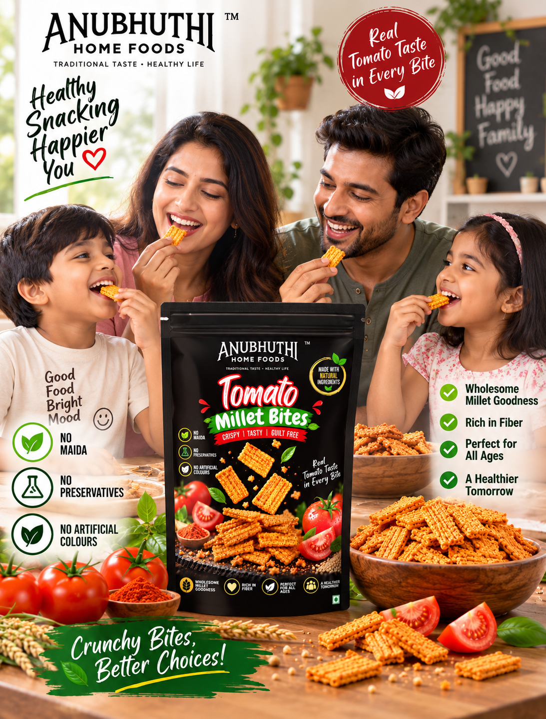 Millet Tomato Bites | Crispy & Tasty Millet Snack  50g