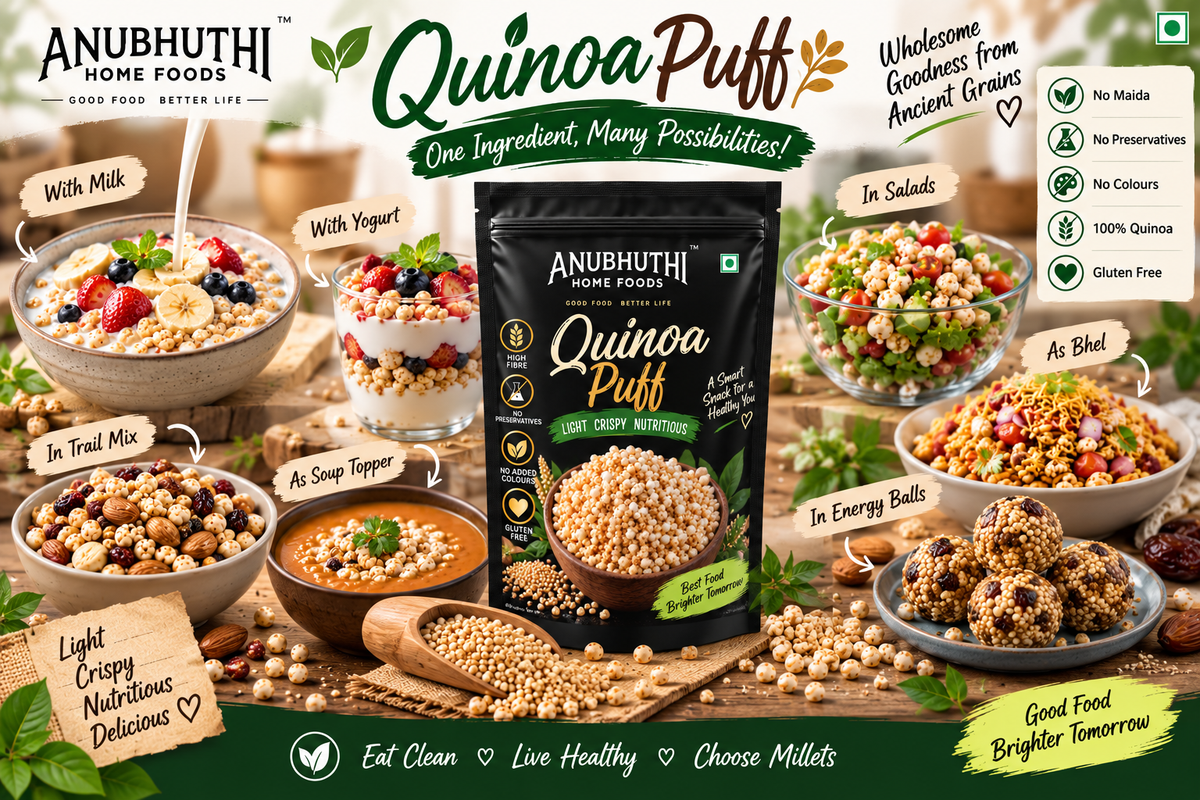 Anubhuthi Home Foods Quinoa Puff – Crispy Quinoa Snack 200g