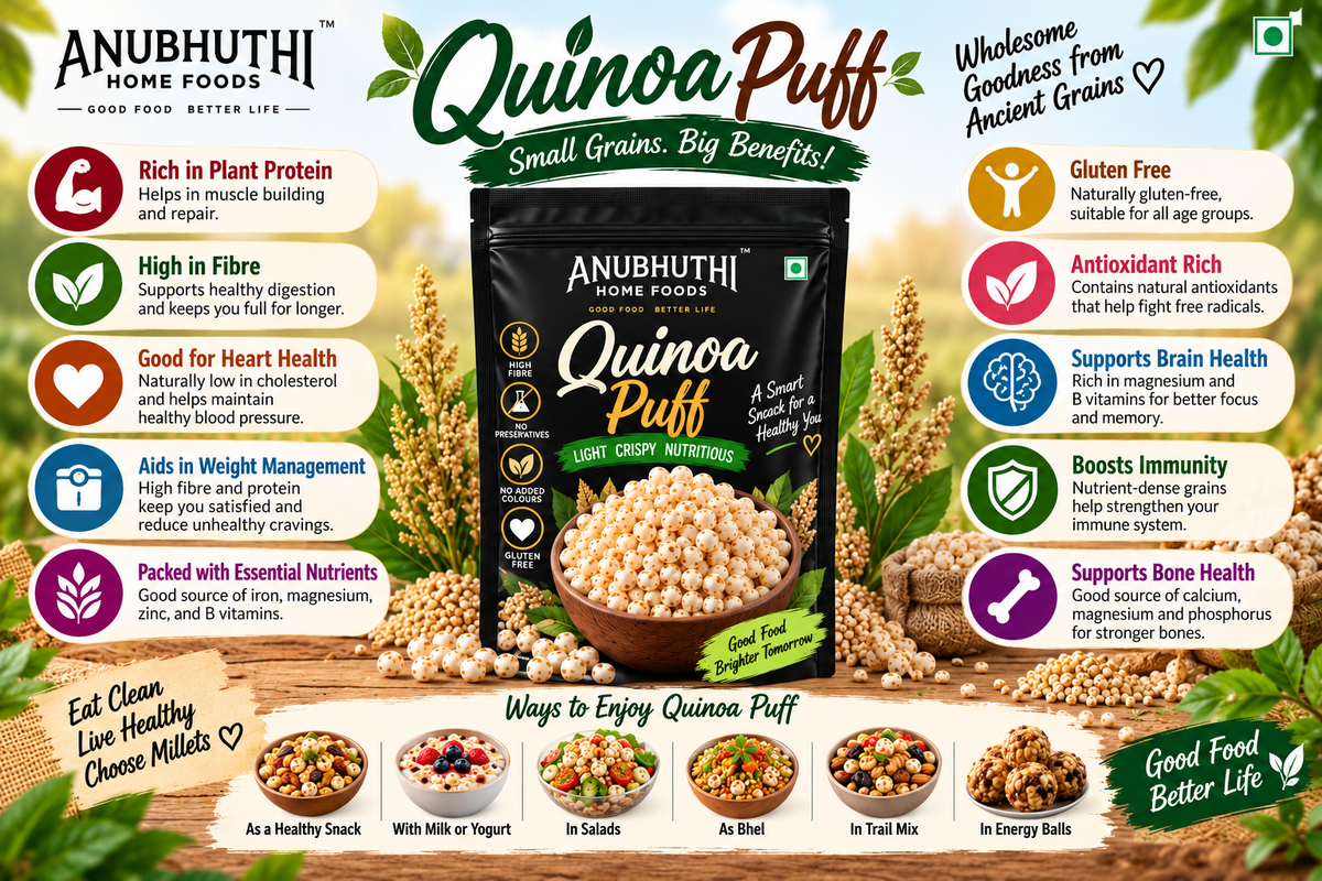 Anubhuthi Home Foods Quinoa Puff – Crispy Quinoa Snack 200g