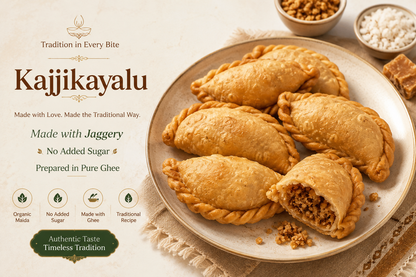 Kajjikayalu Made with Jaggery | Traditional Indian Sweet | Crispy Homemade Kajjikayalu | No Added Sugar  250G