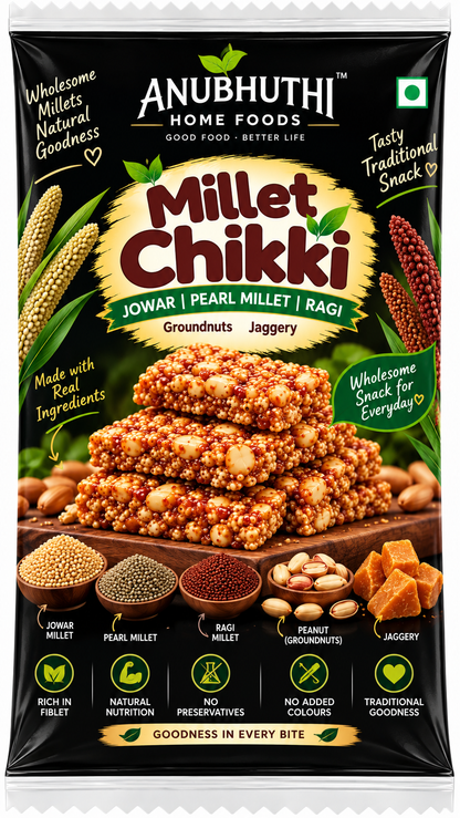 Multi Millet Chikki | No Preservatives, No Added Colours, No Refined Sugar  25g(Pack of 10)