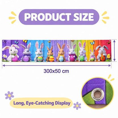 Easter Bunny Backdrop Curtain For Spring Party And Fence Decoration (300x50 Cm)