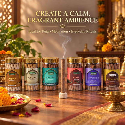 Assorted Fragrance Dhoop Sticks Jar Combo For Daily Puja (6 In 1 100 Gm Each)