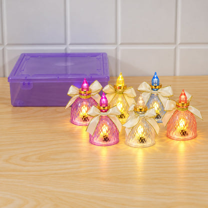 Decorative Flameless Led Candle Lights With Bow For Home Decor (6 Pc Set)
