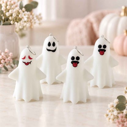Cute Ghost Led Night Lamps With Hanging Rings For Halloween Decor (4 Pc Set)