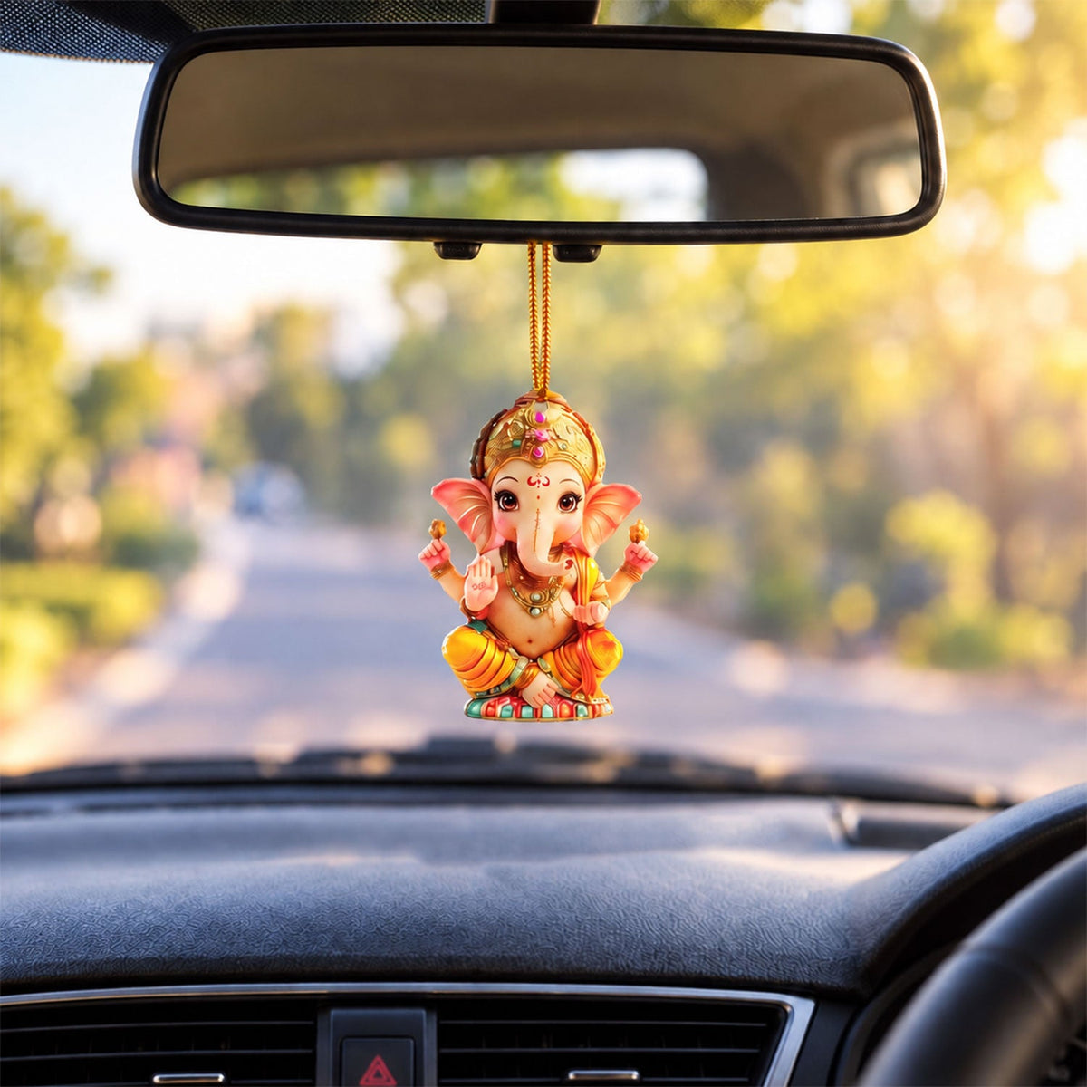 Ganpati Hanging Decoration With Braided Cord For Home And Festive Decor (1 Pc)