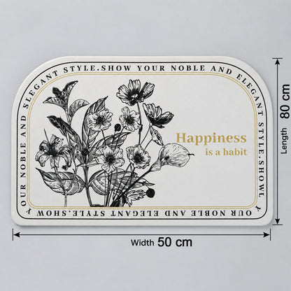 Absorbent Bathroom Mat Half Round Botanical Quote Print Mat (1 Pc 50x80 Cm)