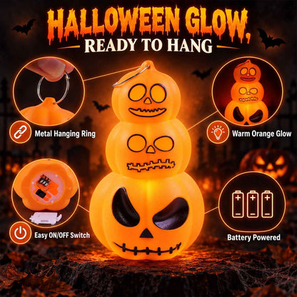 Halloween Three Tier Pumpkin Led Lights For Hanging And Table Decor (12 Pc Set)