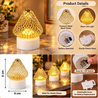 Antique Style Golden Led Tealight Lamps For Festive Table Decoration (4 Pc Set)