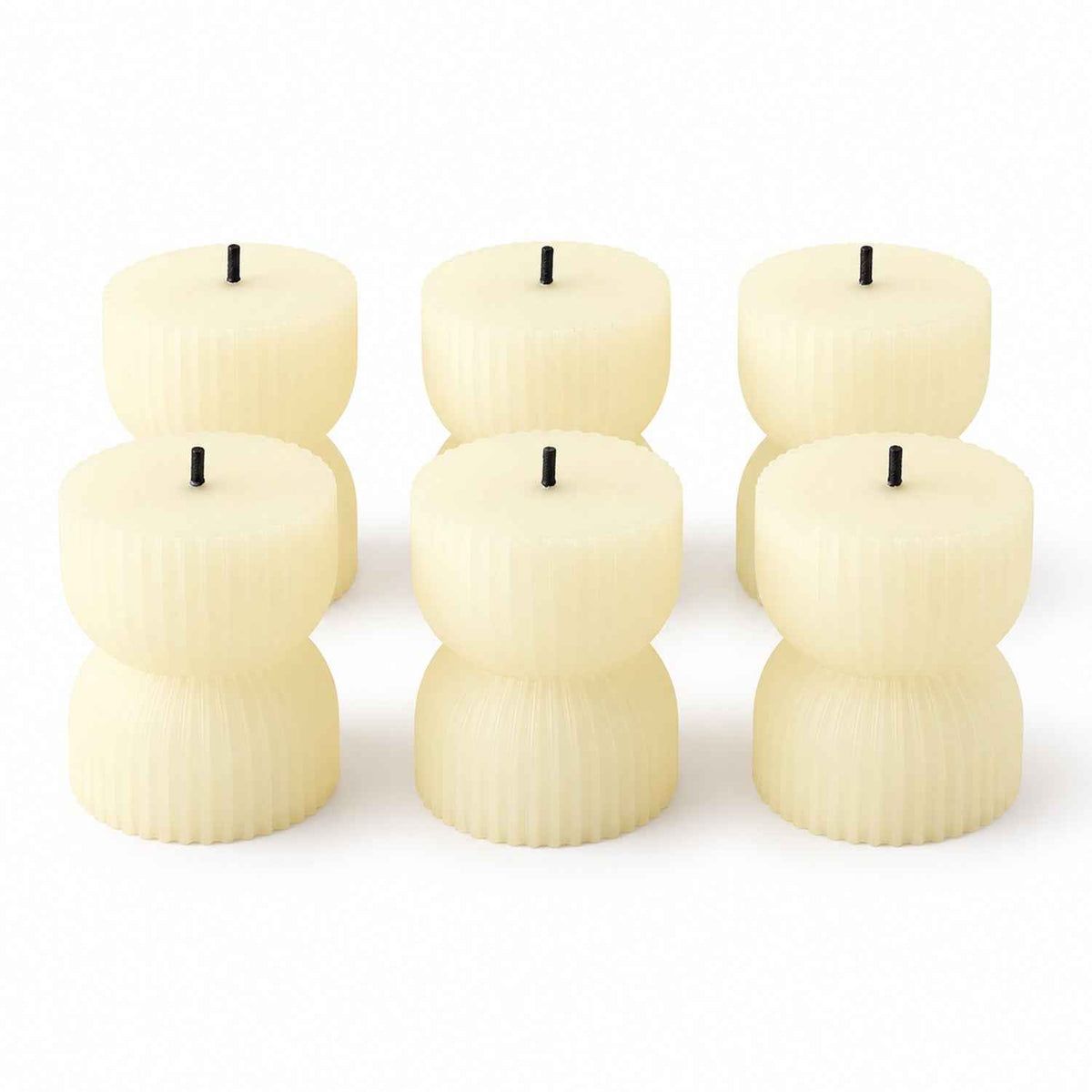Hourglass Ribbed Flameless Led Candles For Festive Home Decor (6 Pc Set)