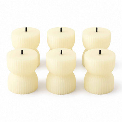 Hourglass Ribbed Flameless Led Candles For Festive Home Decor (6 Pc Set)