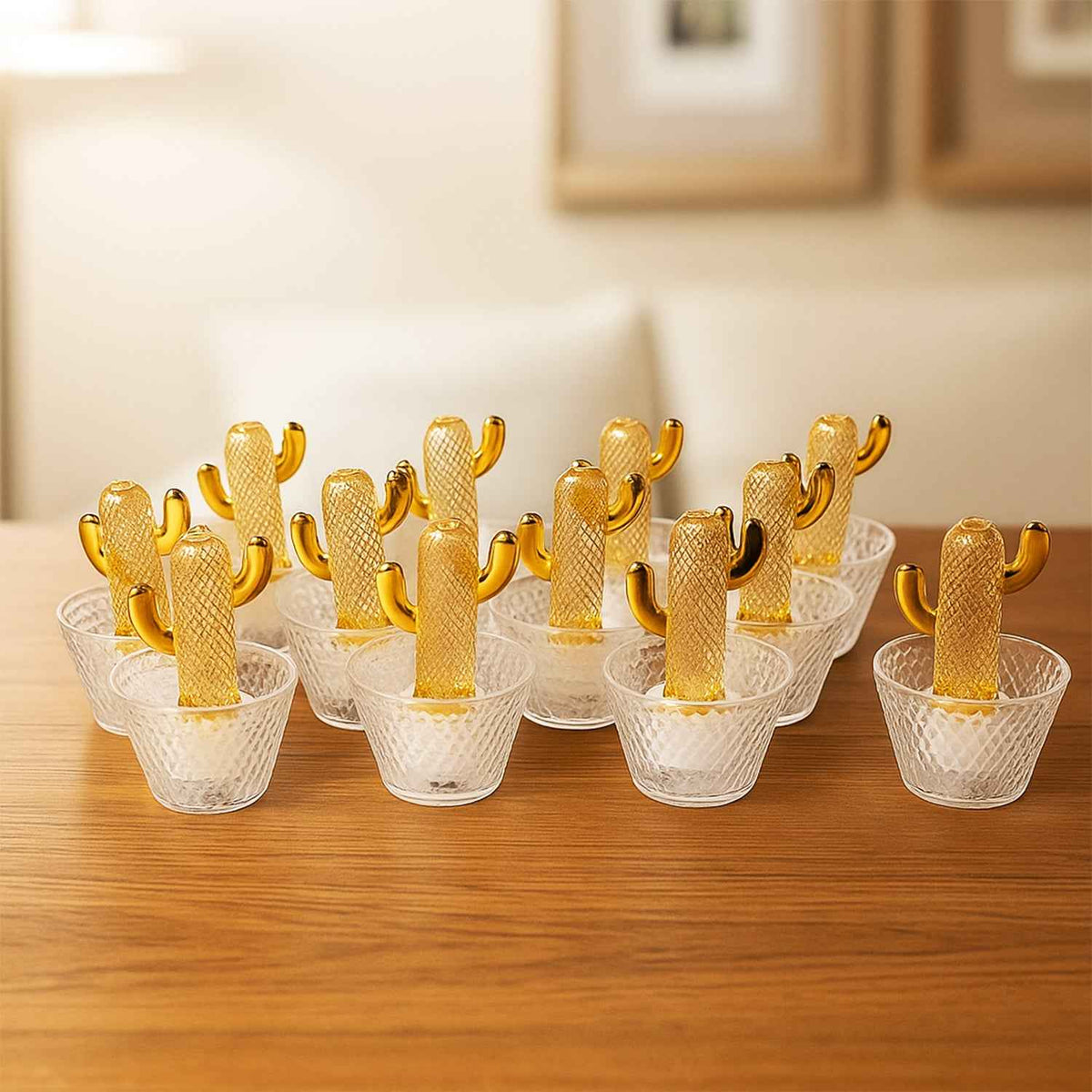 Decorative Cactus Shape Led Tealight Candles (12 Pc)