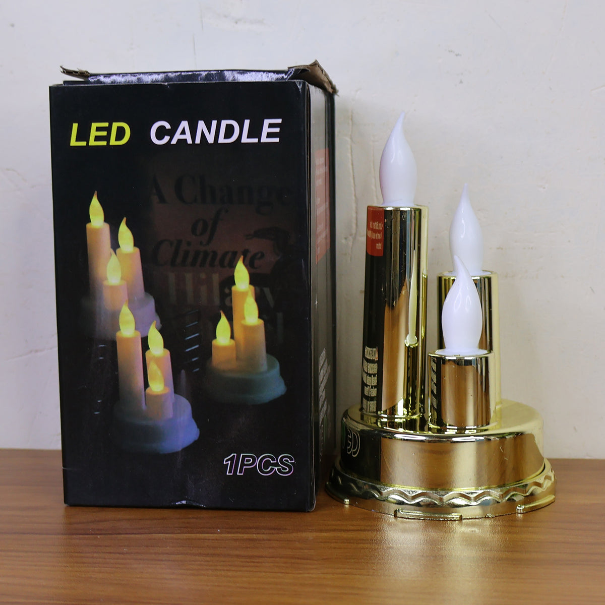 Led Flameless Candle Lamp With Triple Candle Design (1 Pc)