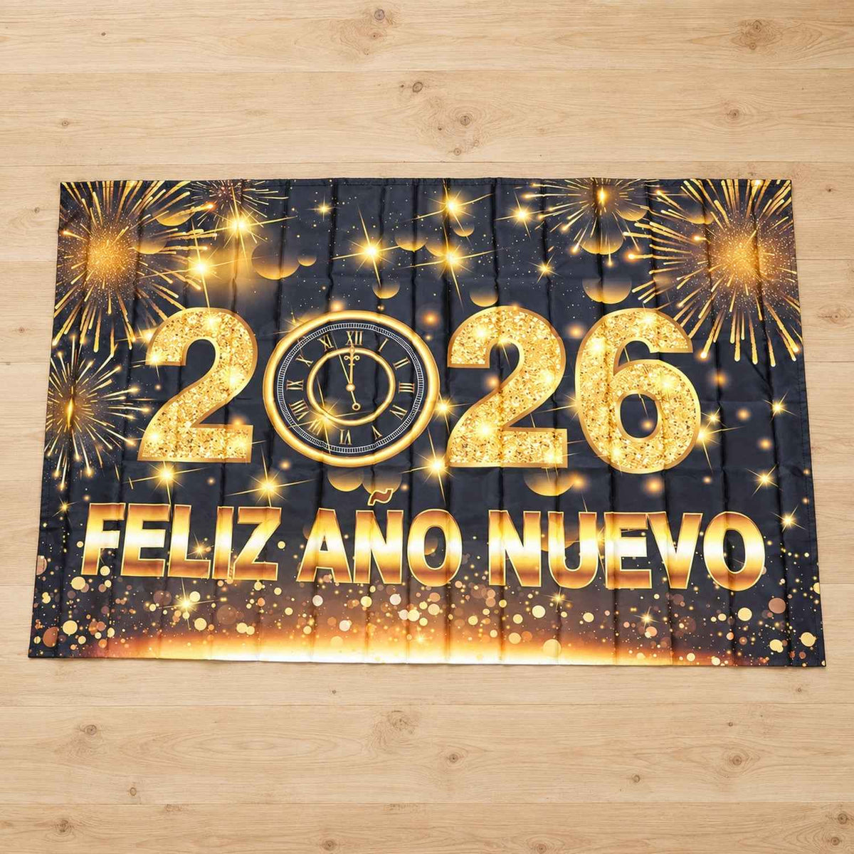 2026 New Year Party Backdrop Curtain Black And Gold (210x150 Cm)