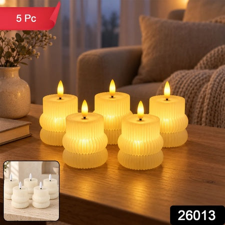 Ribbed Flameless Led Candle For Table And Home Decoration (5 Pc)