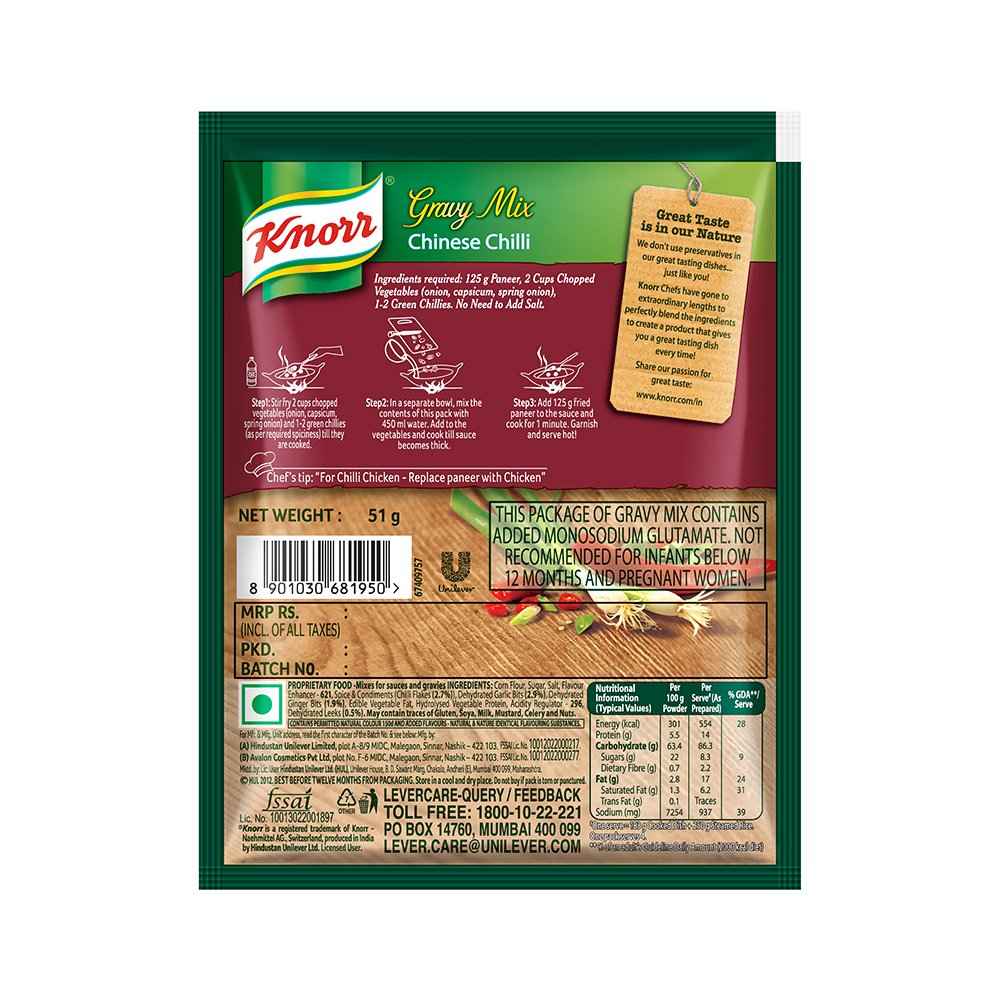 Knorr Chinese Chilli Gravy Mix, Serves 4, 51gm
