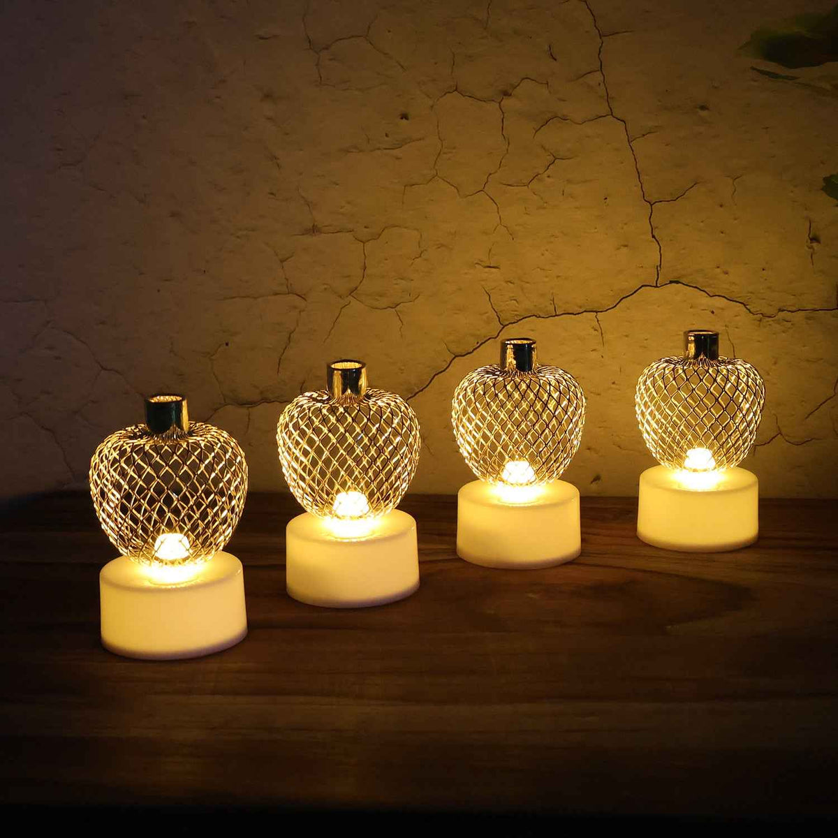 Decorative Apple Shape Led Tealight Candles - (4 Pc)