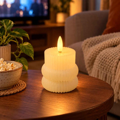 Ribbed Flameless Led Candle For Table And Home Decoration (5 Pc)
