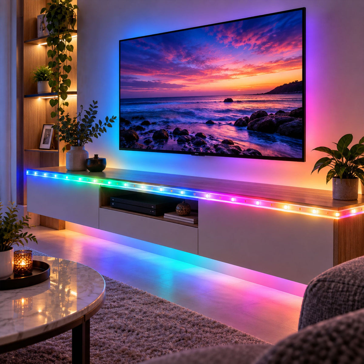 Rgb Decorative Led Running Rope Light With Inline Controller For Home Room Decor