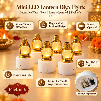 Mini Lantern Led Decorative Candle Lamps For Festive Home Decor (6 Pc Set)