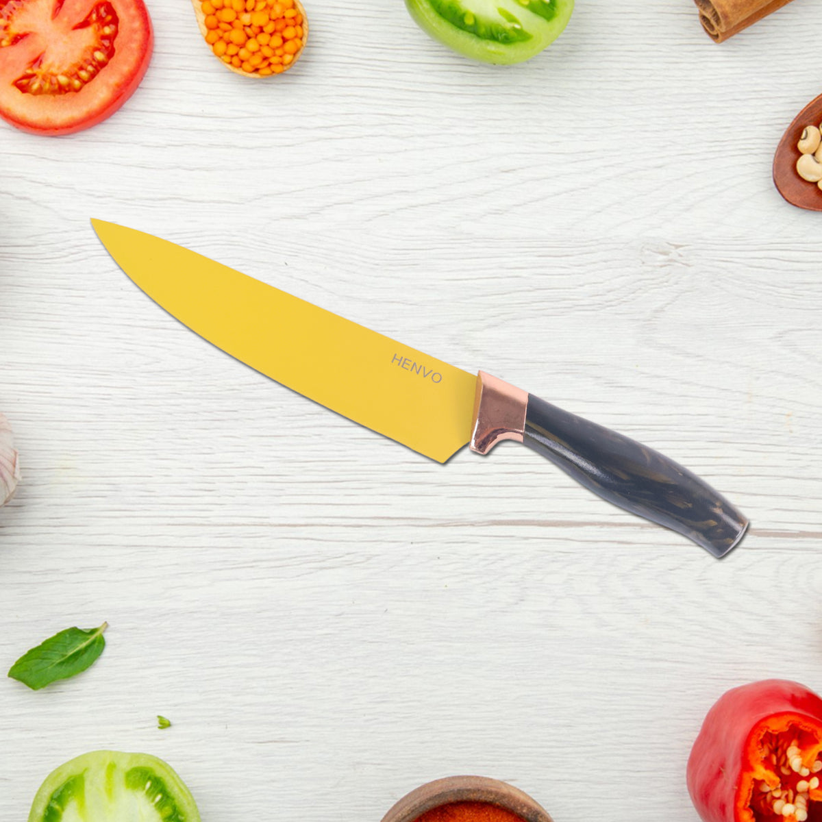 6 Pcs Professional Kitchen Knife Set With Chef Knives Cleaver Peeler  Scissors