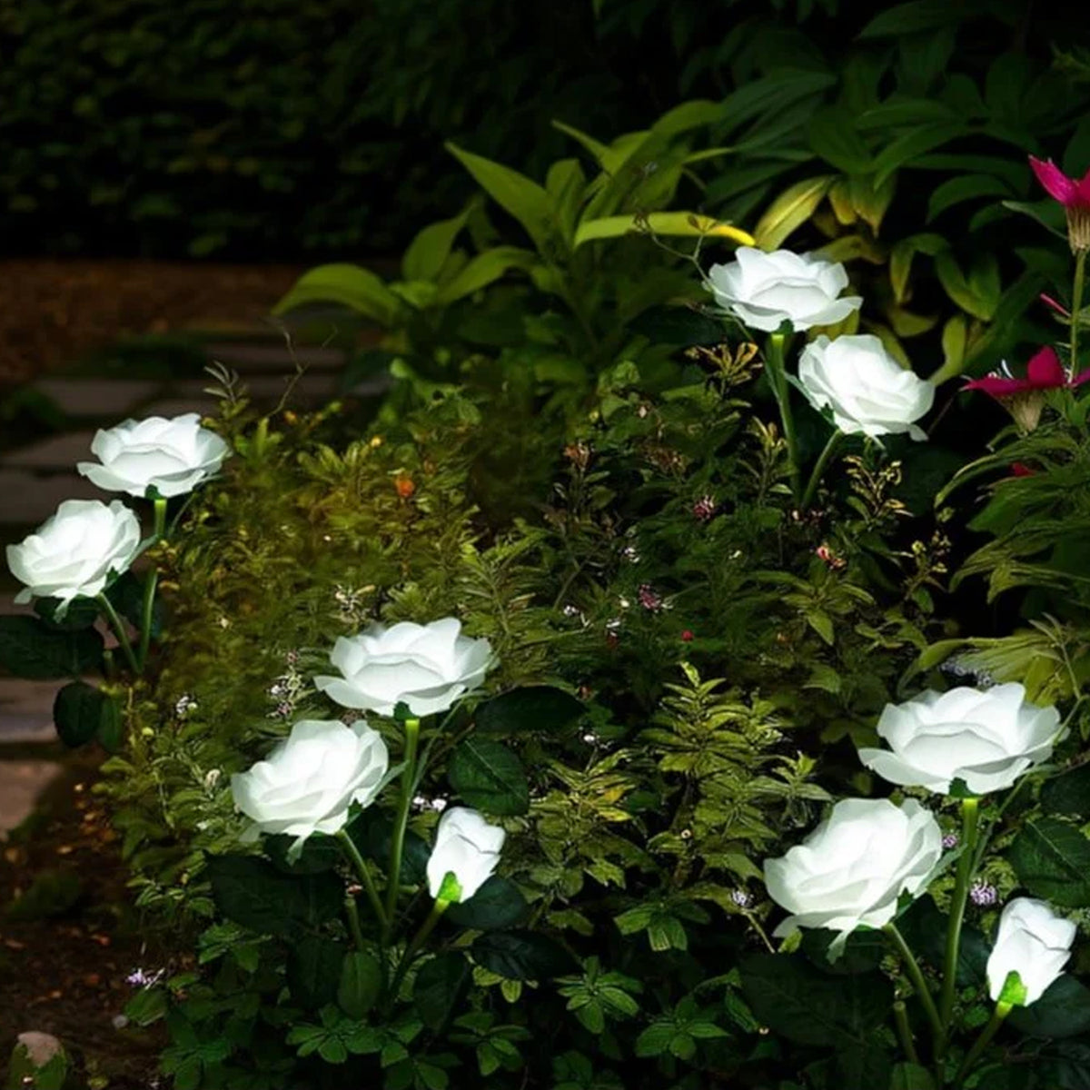 Solar Powered Decorative Garden Flower Lights Set Of 2