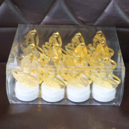 Golden Diya Shaped Led Tealight Candles (12 Pc)