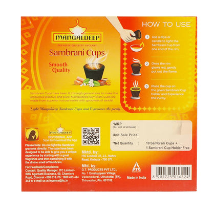 Mangaldeep Pure & Natural Rich Aroma Sambrani Cups (10 cm, Black, 10 Cups)