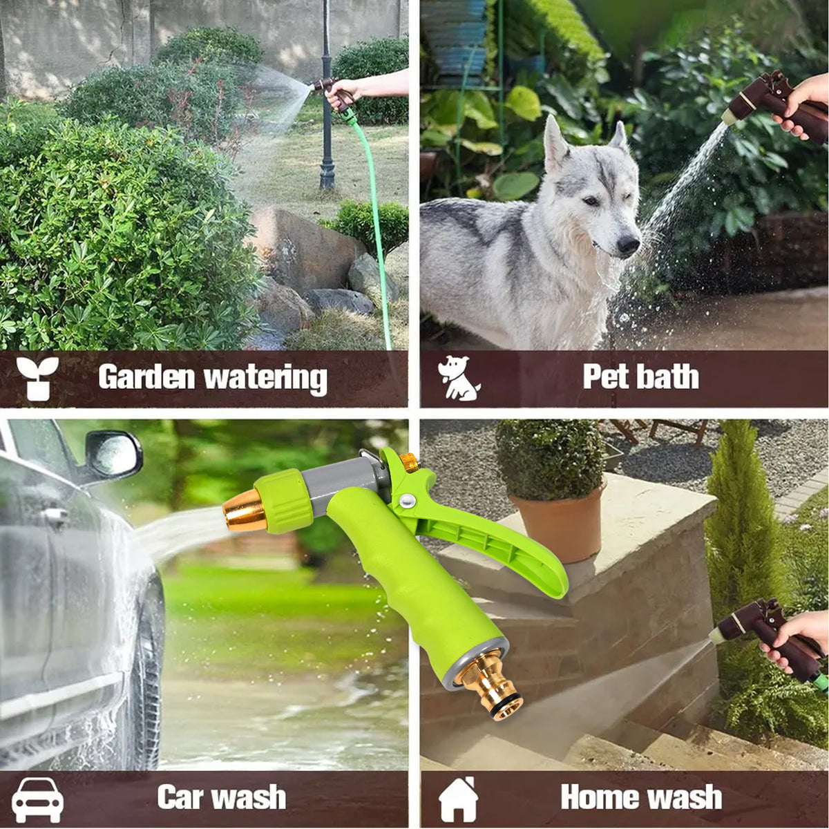 7525 Water Spray Nozzle Hose Sprayer High Pressure Long Range Zinc Alloy Rotatable For Gardening Spray Adjustable High Pressure Car Washer Washing Water Spray Gun