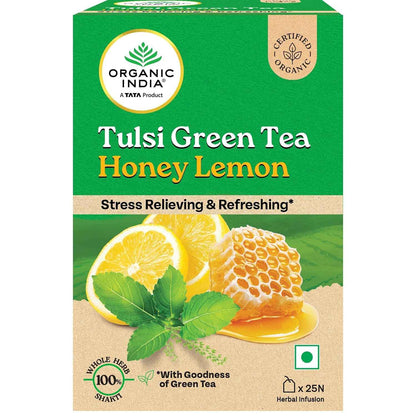 ORGANIC INDIA Tulsi Green Tea Honey Lemon - 25 Tea Bags,