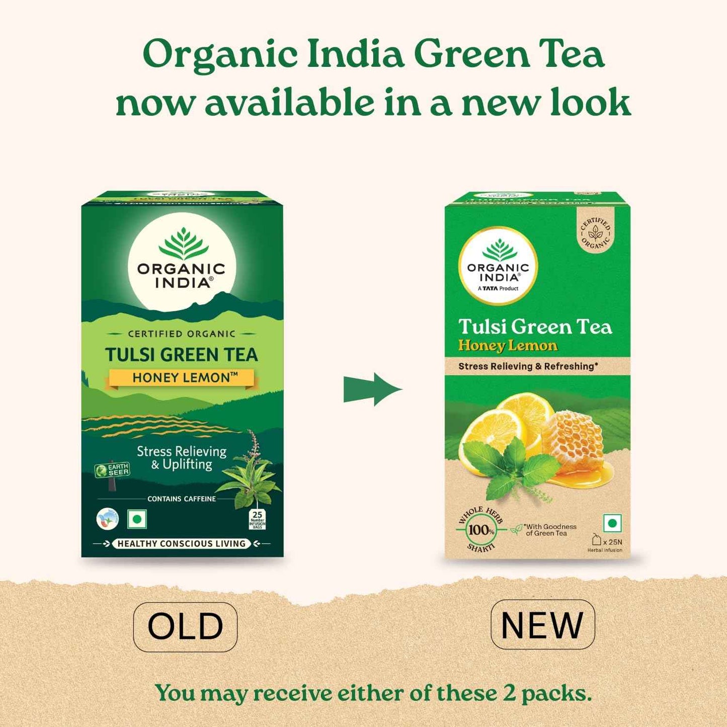 ORGANIC INDIA Tulsi Green Tea Honey Lemon - 25 Tea Bags,