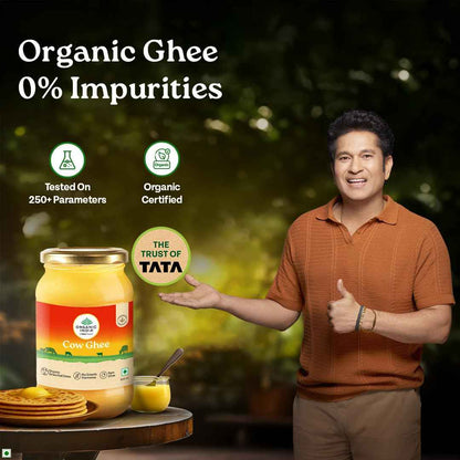 Organic India Pure Cow Ghee, 500ml | Labs Tested on 250+ Parameters | Certified Organic | Glass Bottle |
