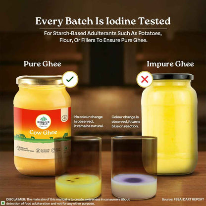 Organic India Pure Cow Ghee, 500ml | Labs Tested on 250+ Parameters | Certified Organic | Glass Bottle |